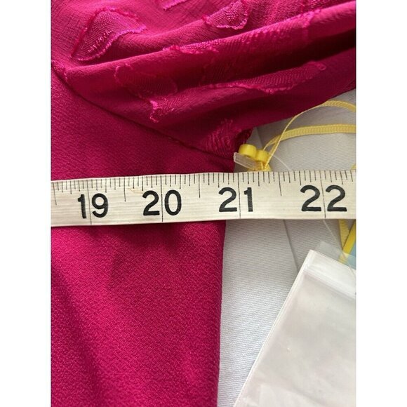 CeCe Womens Ruffle Neck 3/4 Semi Sheer Embroidered Sleeve Plumeria Size L - Picture 5 of 7